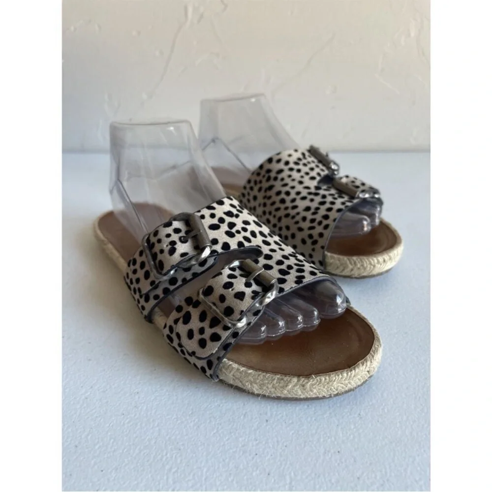Blowfish Malibu Leopard Cheetah Espadrille Flat Slide Sandals Sz 7.5